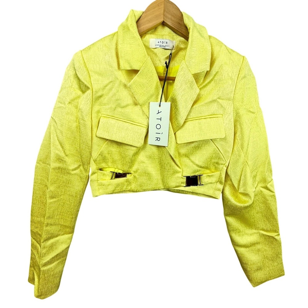 Atoir The Emerson Cropped Blazer Jacket Womens 4 Yellow Academia Clueless Preppy